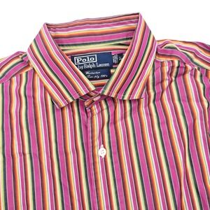 VTG Polo Ralph Lauren Bold Multi-Color Striped Westeron Button Down Shirt Mens L